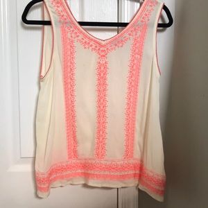 Cream and pink tank top
